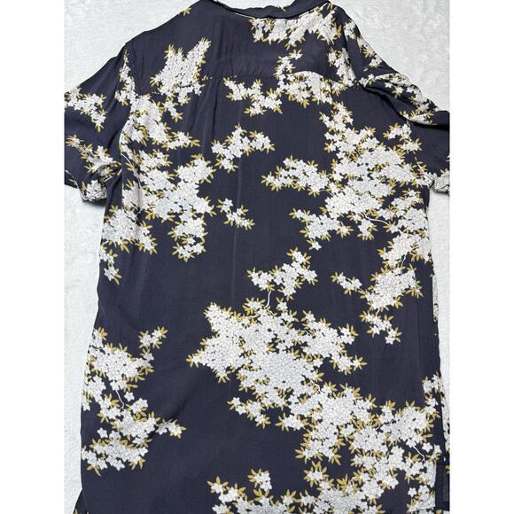 AllSaints Coal Black Ivory Bloom Floral Shirt Honey Leaf Resort Style Mens SZ S - Picture 10 of 12